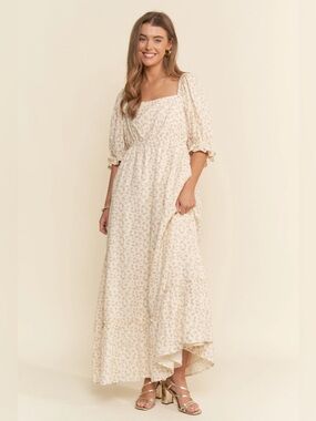 NWT Pinkblush Maternity Floral Maxi Dress Smocked Empire Waist Cottagecore M